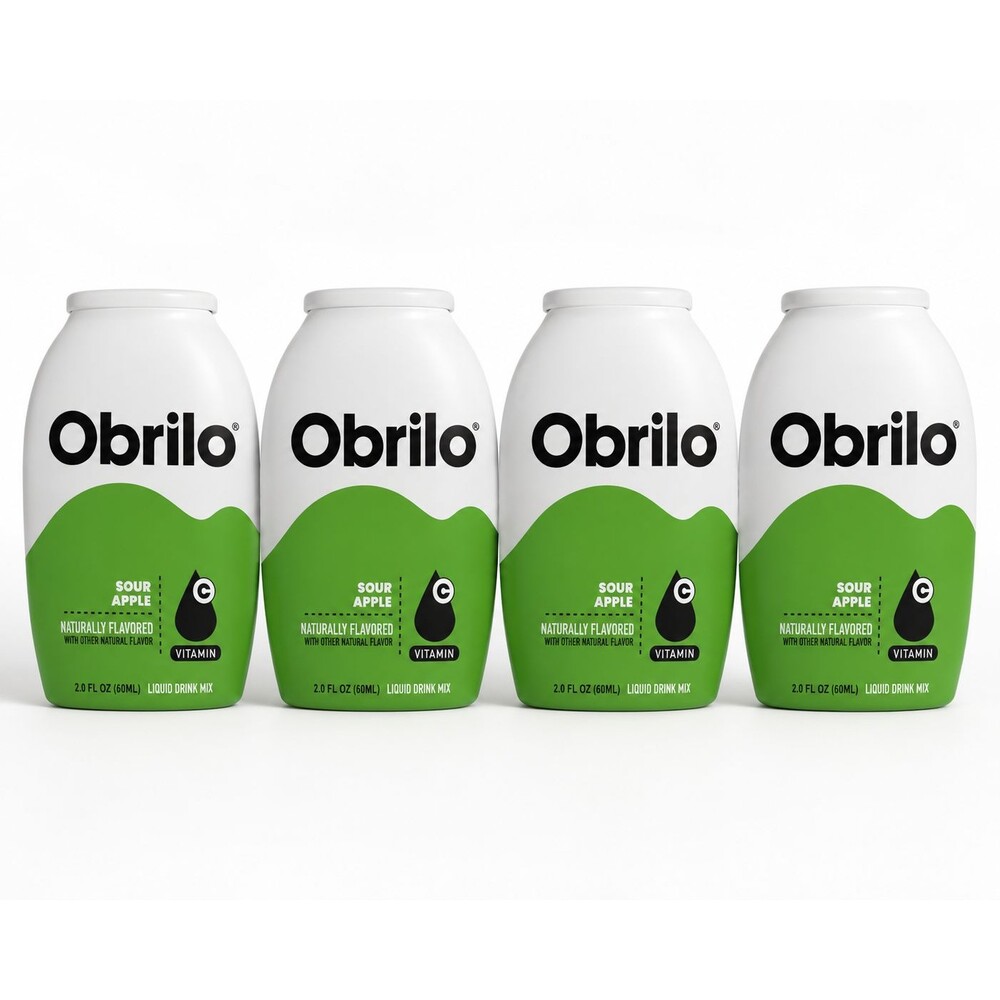 Obrilo Water Enhancer Liquid Flavoring Drops 2 Oz (2 Packs of 2), Sour Apple